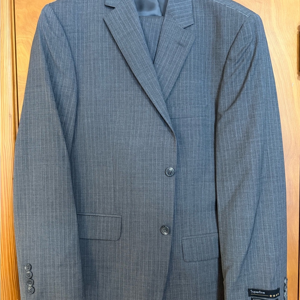 Jos. A. Bank Gray Pinstripe Wool Suit